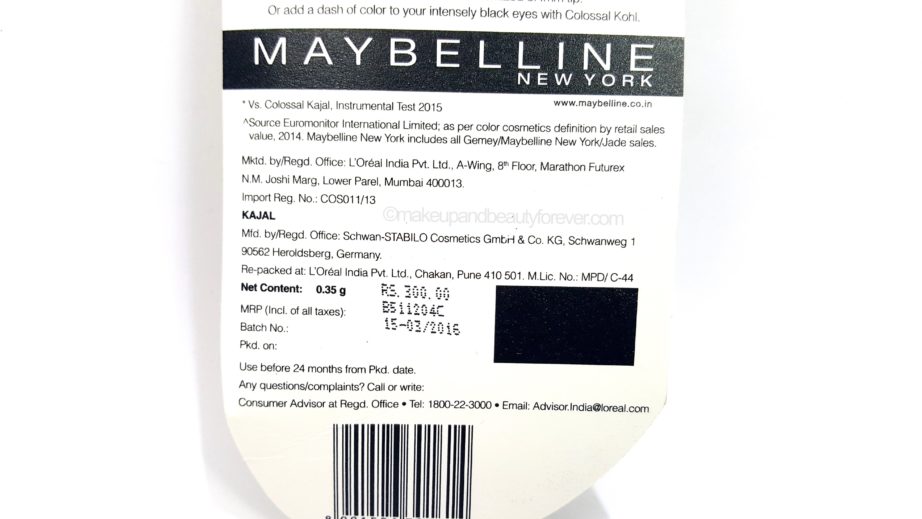 Maybelline Super Black Colossal Kajal Review MBF