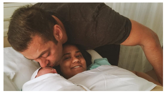 Salman Khan kisses Arpita Khan son