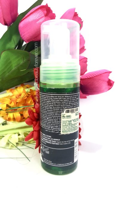 The Body Shop Tea Tree Skin Clearing Foaming Cleanser Review ingredients
