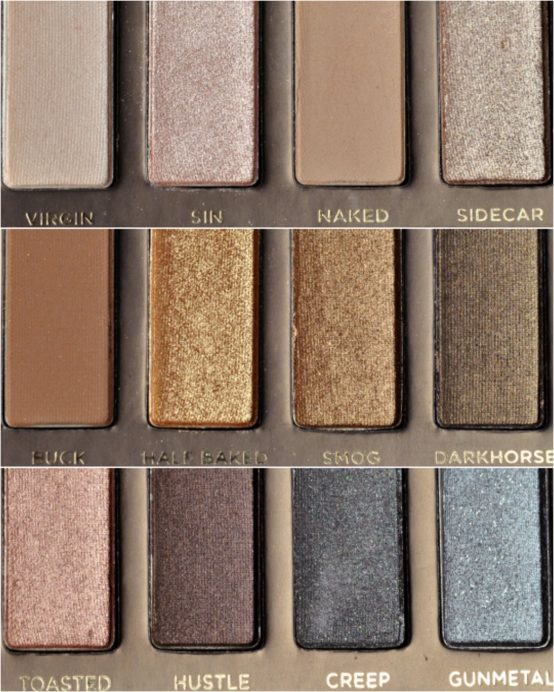 Urban Decay Naked 1 original palette shade names with photos close up