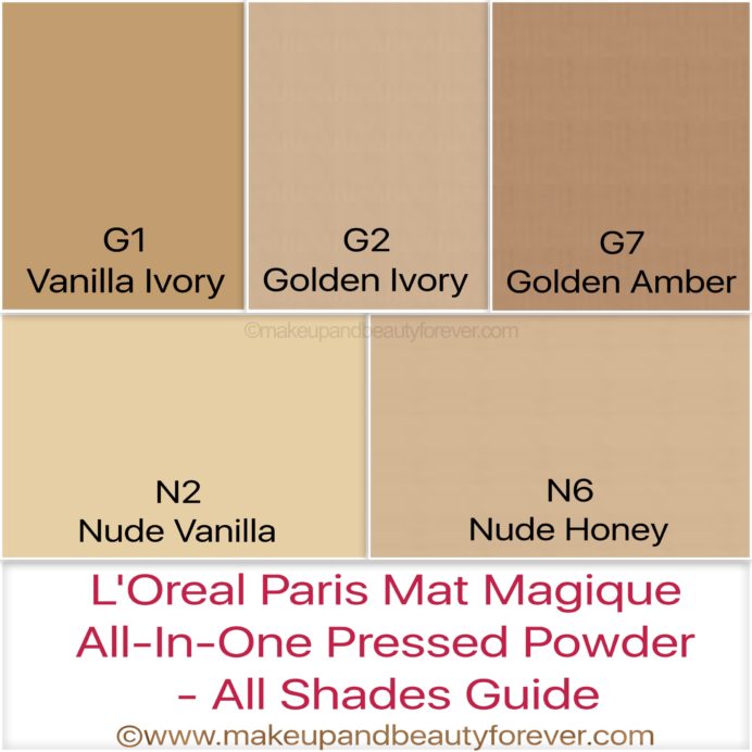 All Shade guide L'Oreal Mat Magique Compact Powder Shades price Review
