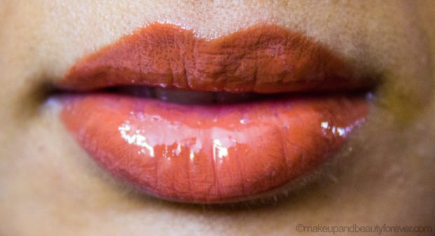 Colorbar Sheer Glass Lipgloss Brown Sheen Review on lips LOTD