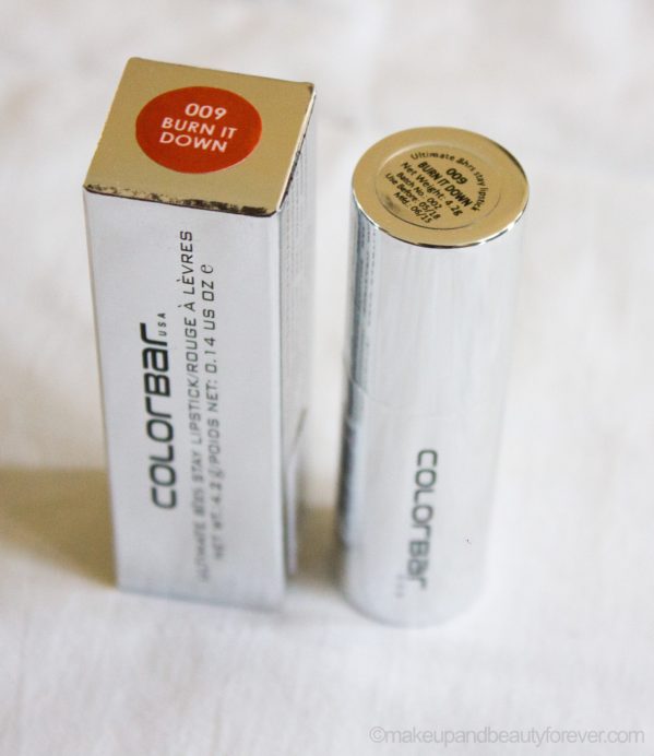 Colorbar Ultimate 8 Hour Stay Lipstick Burn it Down 009 Review