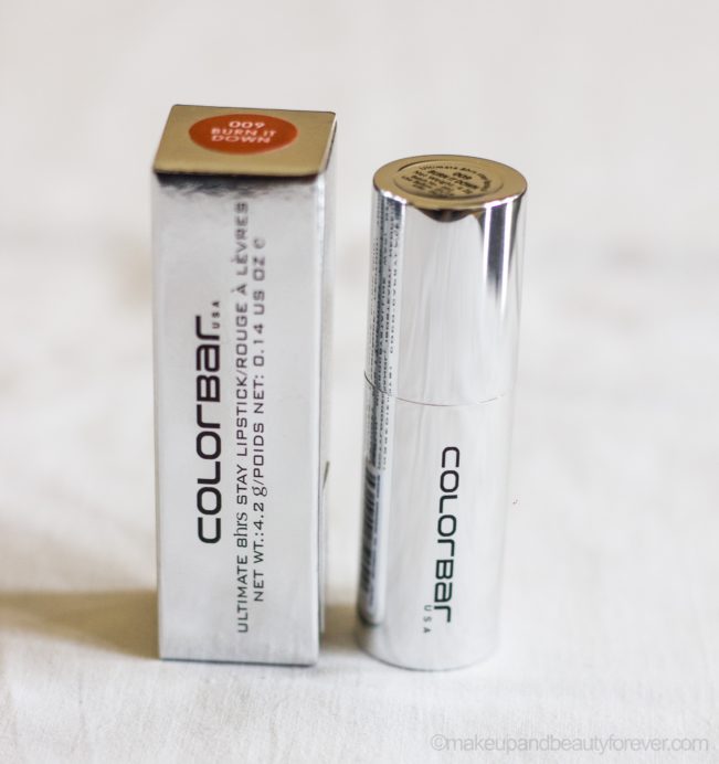 Colorbar Ultimate 8 Hour Stay Lipstick Burn it Down Review Beauty Blog