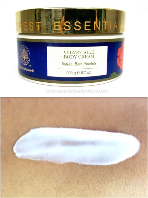 Forest Essentials Velvet Silk Body Cream Indian Rose Absolute Review swatch