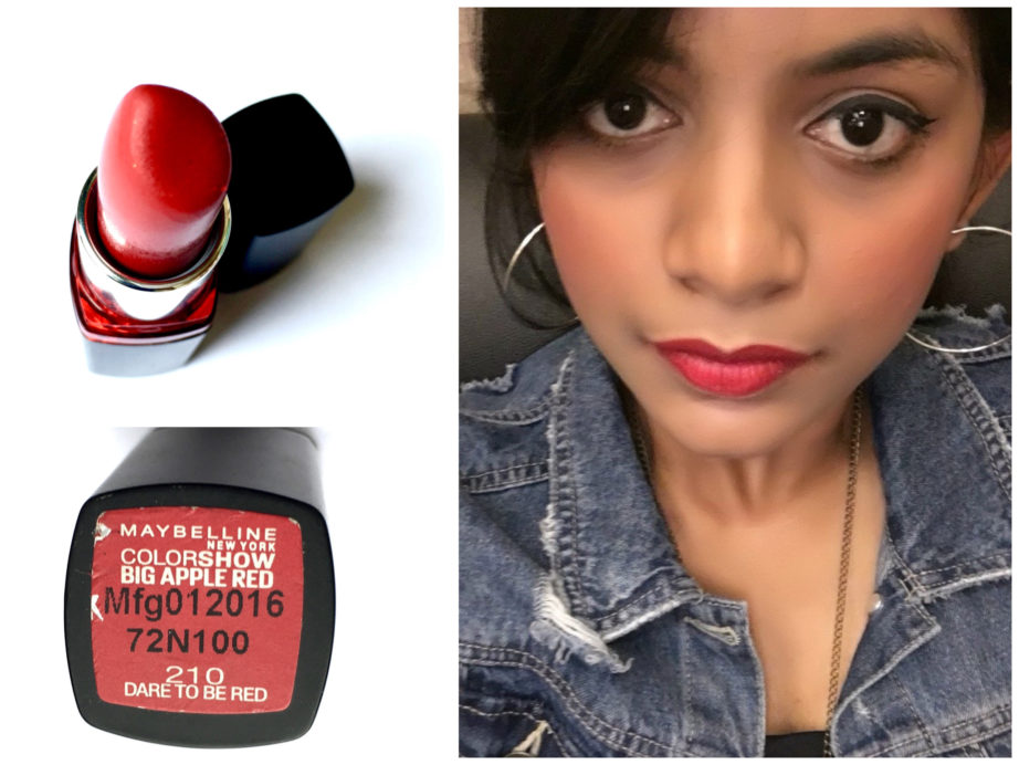 Maybelline Color Show Big Apple Red Lipstick Dare To Be Red M 210 Review Swatches Pooja C