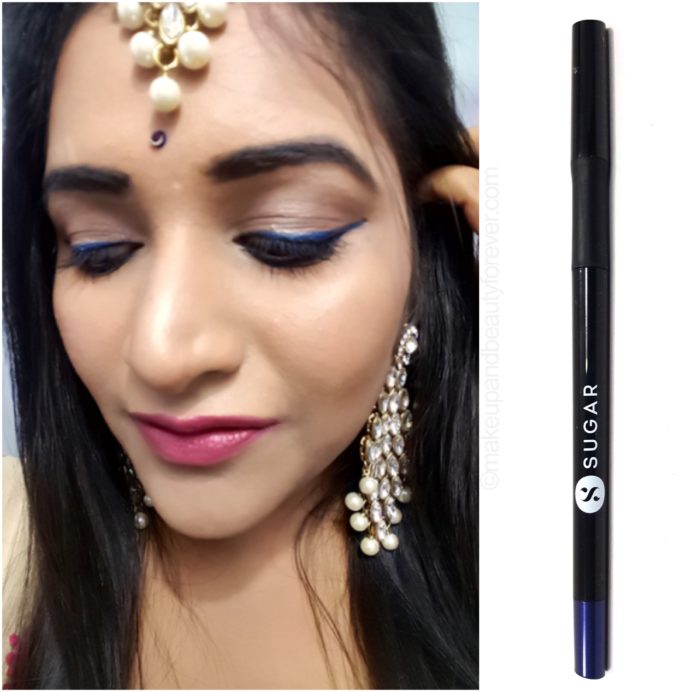 SUGAR Twist Shout Fadeproof Kajal 02 Still Got The Blue Eyeliner Review Eid Makeup look on eyes