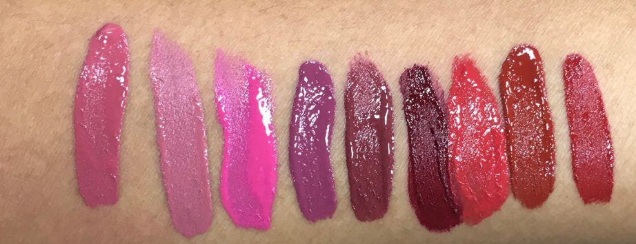 All Chambor Liquid Lipstick swatches Rosemantic 401 Effortless Pink 402 Diva 403 Fall in Rose 404 Trendy Mauve 405 Nocturne 406 Fiery Red 431 Red Haute 432 Desire 433