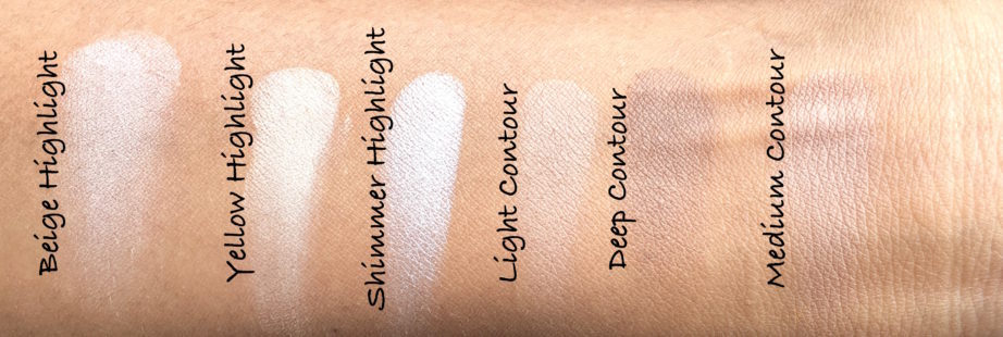 Freedom Pro Strobe Highlight and Contour Palette With Brush Review Swatches on hand