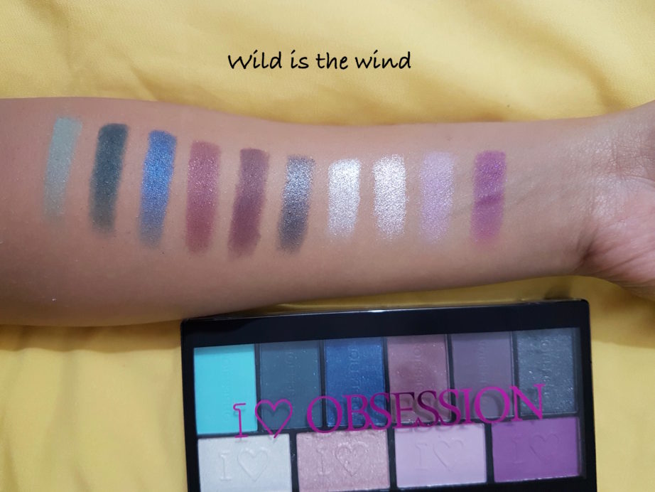 Makeup Revolution I ♡ MAKEUP I ♡ OBSESSION EyeShadow Palette Wild is the Wind shades Review Swatches