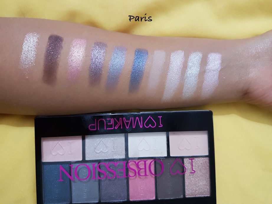 Makeup Revolution I ♡ MAKEUP I ♡ OBSESSION EyeShadow Palettes - Paris shades Review Swatches