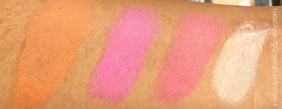 All Day Colorbar Lip Cheek Color Blush Sticks 4 Shades Review Swatches Orange Amber Pink Sugar Coral Rose Gold
