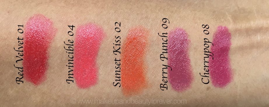 All Faces Ultime Pro Creme Lip Crayons 10 Shades Review Swatches Red Velvet Sunset Kiss Envy Invincible Mochalicious Sun Dew Fantasy Cherrypop Berry Punch Confession mbf