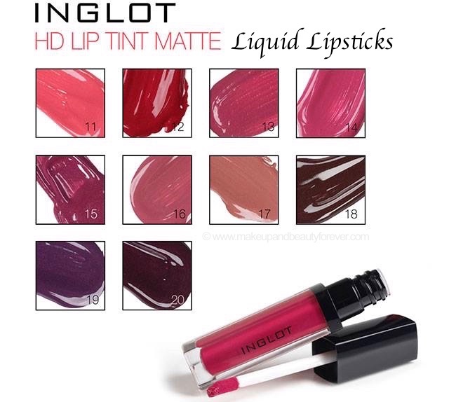 All Inglot HD Lip Tint Matte Liquid Lipsticks 10 Shades Review Swatches Shade No. 20, 18, 19, 12, 11, 15, 13, 14, 16, 17 USA