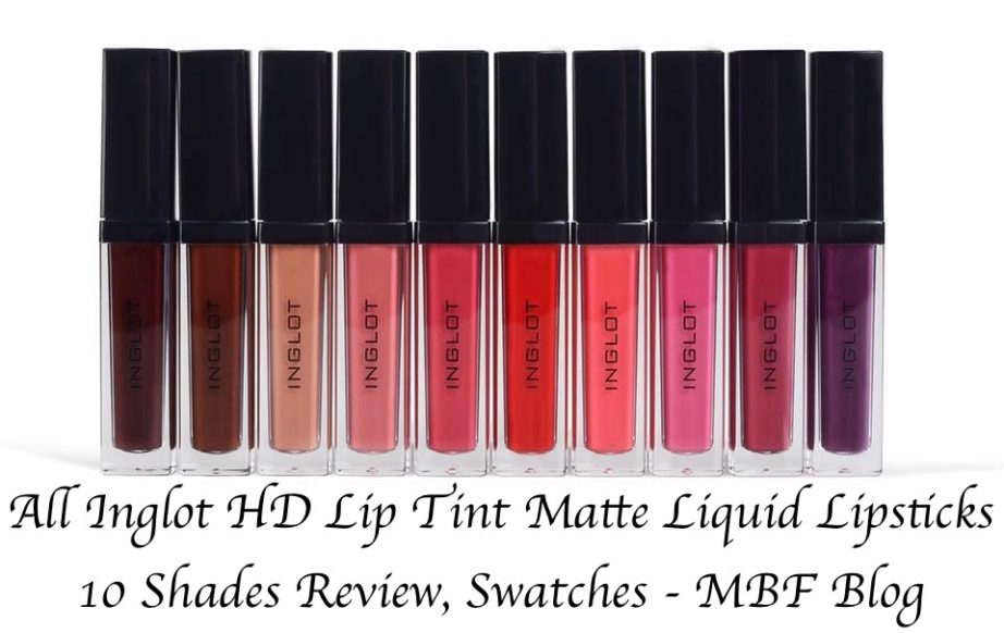 All Inglot HD Lip Tint Matte Liquid Lipsticks 10 Shades Review Swatches Shade Number 20 18, 19, 12, 11, 15, 13, 14, 16, 17