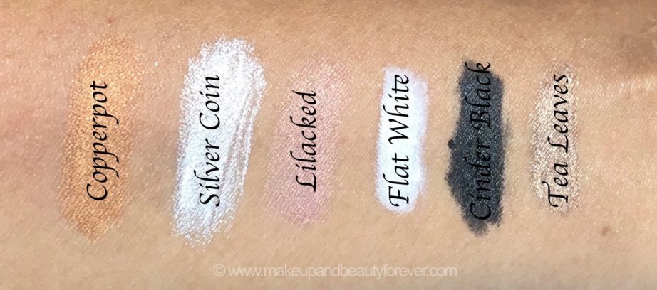 All MAC Pro Longwear Waterproof Colour Stick Eye Shadows Shades Review Swatches Copperpot Silver Coin Lilacked Flat White Cinder Black Tea Leaves