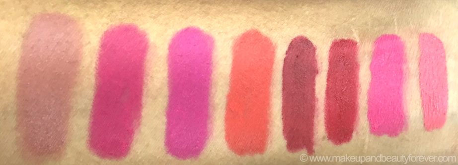 All Maybelline ColorBlur Lip Gradation Matte Lipstick 8 Shades Review Swatches Mauve 1 Pink 1 2 Fuchsia 1 Orange 1 Red 1 2 Coral