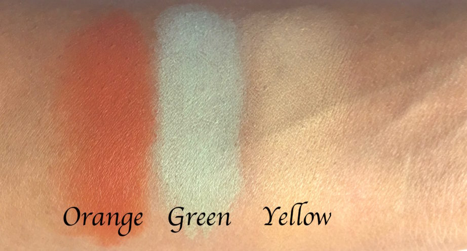 L A Girl Pro Conceal HD Orange Green Yellow Correctors Review Swatches Demo blended