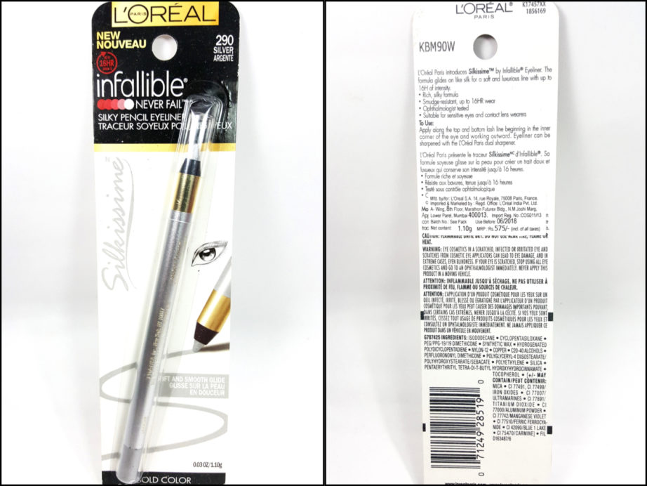 L'Oreal Infallible Silkissime Eyeliner Silver Argente Review Swatches mbf blog