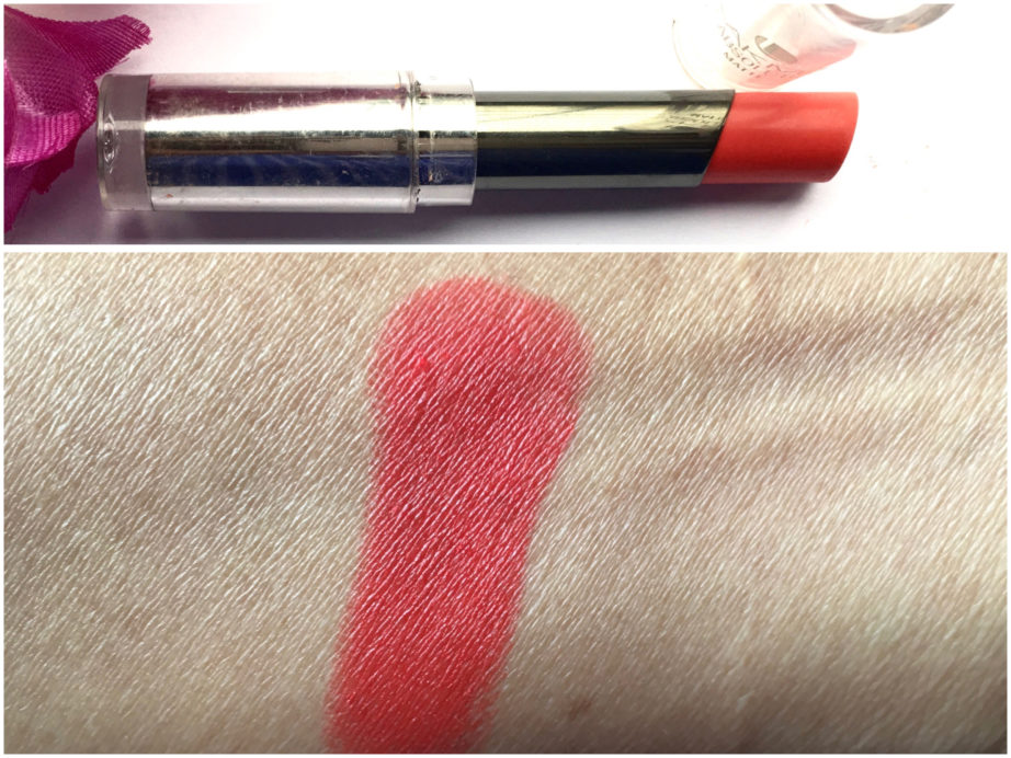 Lakme Absolute Sculpt Matte Lipstick Coral Flare Review Swatches on hand