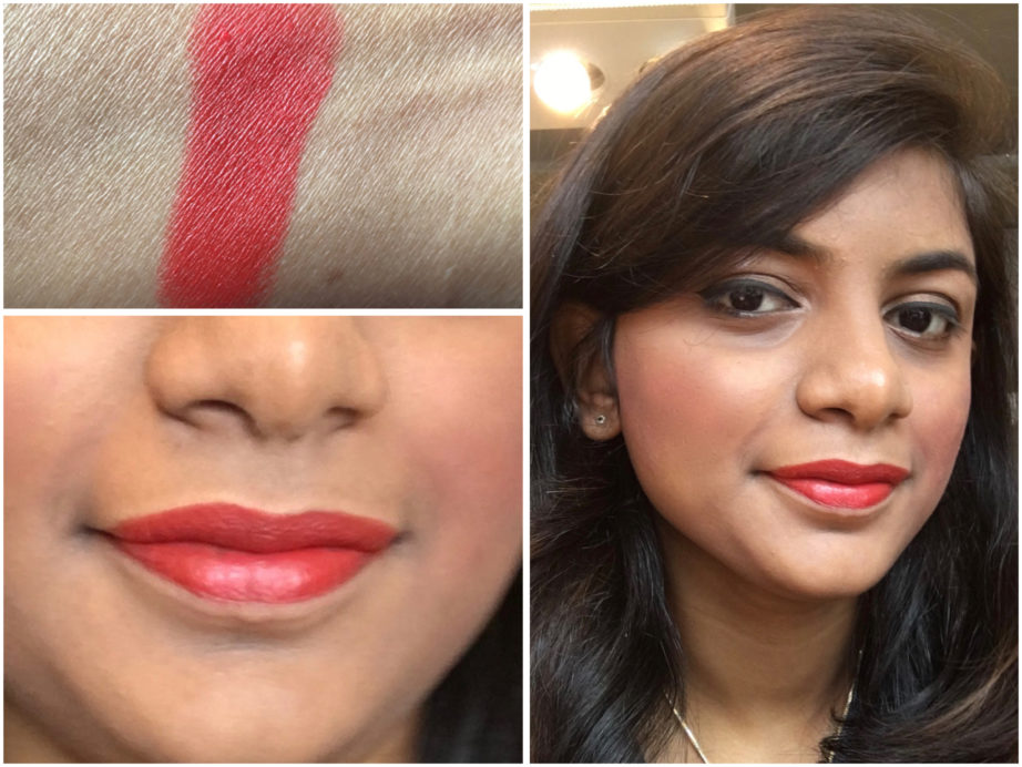 Lakme Absolute Sculpt Matte Lipstick Coral Flare Review Swatches on lips