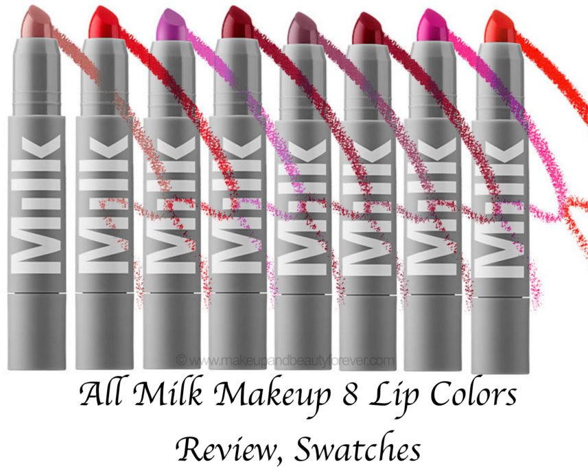 All Milk Makeup 8 Lip Colors Review Swatches CREAM Gnarly Freshhh Name Drop O G Red New Whip Dip Out Grrrl