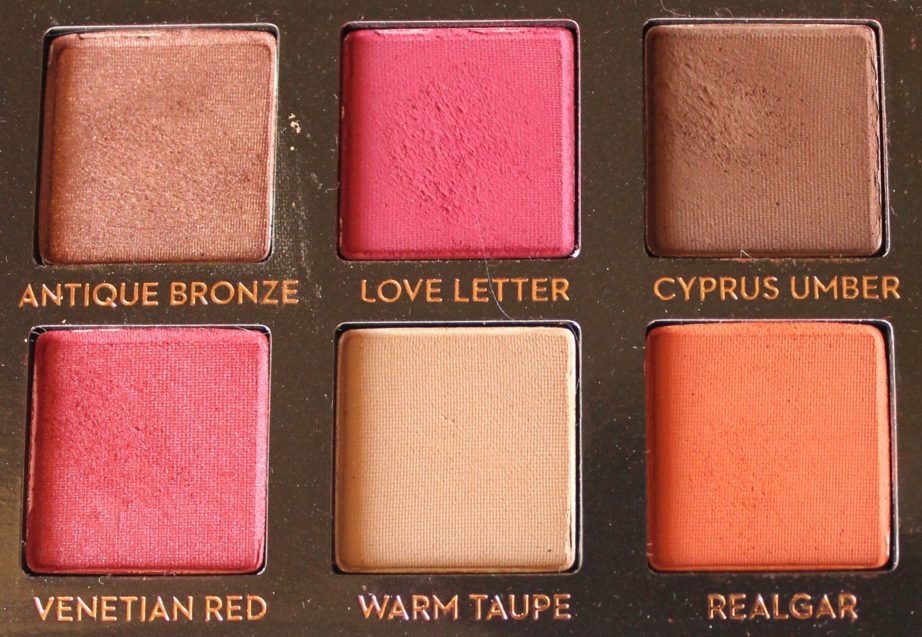 Anastasia Beverly Hills Modern Renaissance Palette Review Swatches Antique Bronze Love Letter Cyprus Umber Venetian Red Warm Taupe Realgar