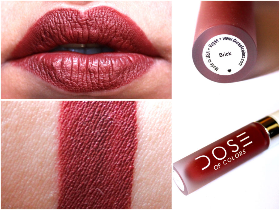 Dose of Colors Matte Liquid Lipstick Brick Review Swatches MBF Makeup Blog