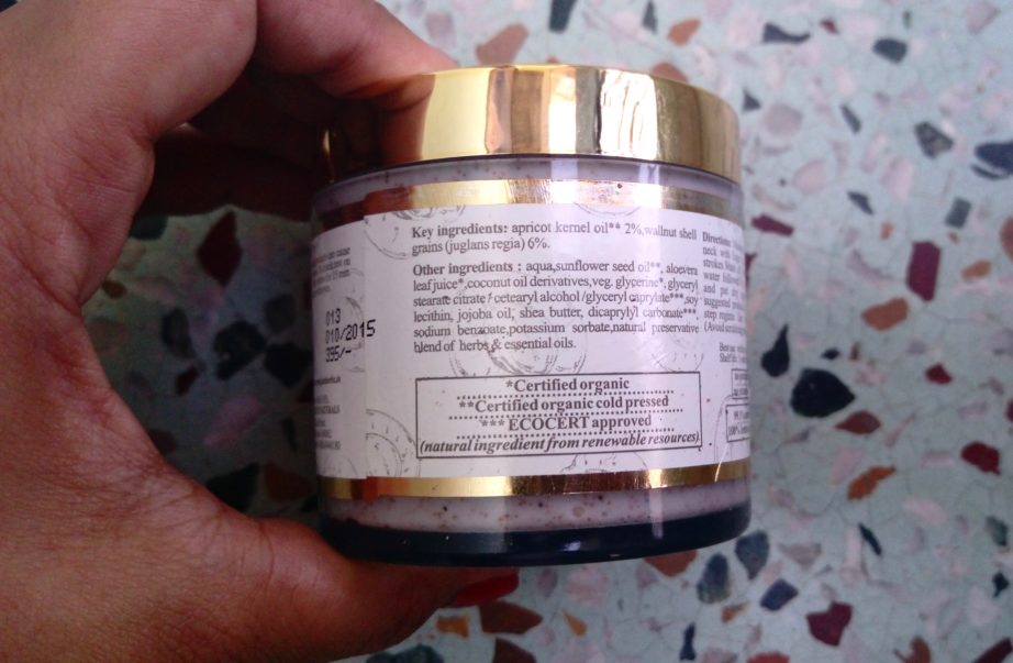 Just Herbs Apricot Sparkle Invigorating Skin Radiance Scrub Review ingredients
