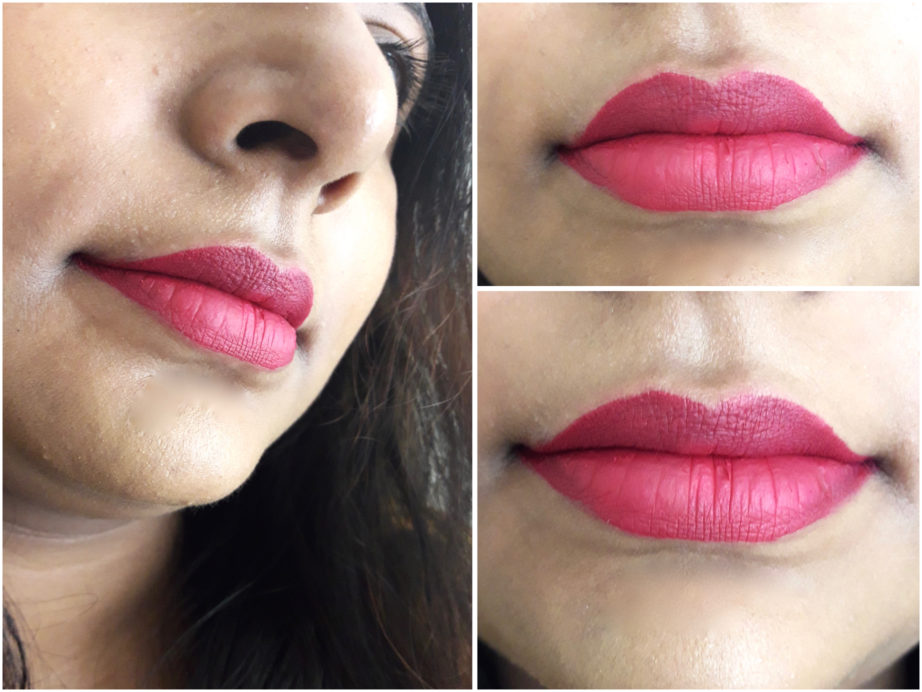 Milani Amore Matte Lip Creme Gorgeous Review Swatches on lips