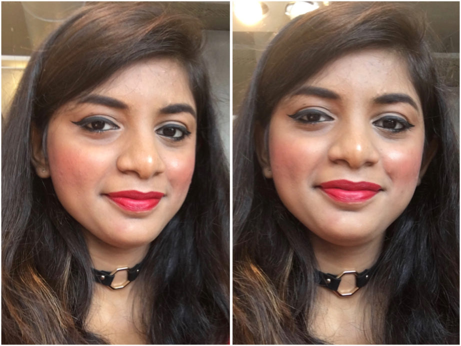 Sugar Its A Pout Time Vivid Lipstick That 70s Red Review Swatches MBF Makeup Look