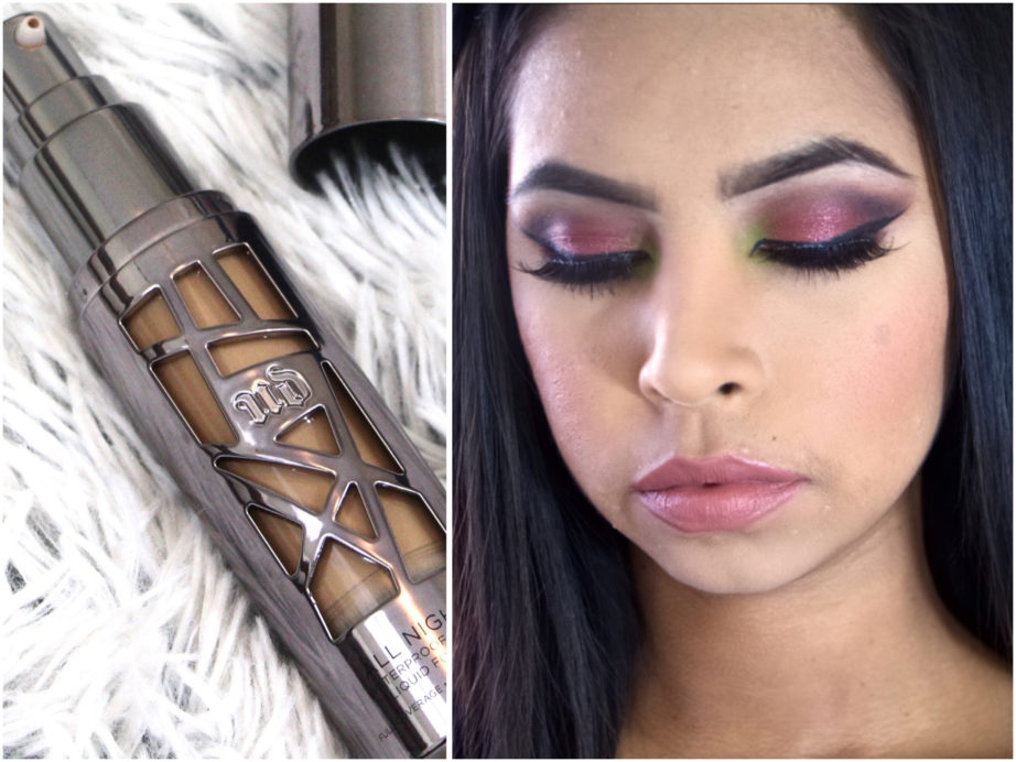 Urban Decay All Nighter Liquid Foundation Review Swatches Demo MBF Makeup Look