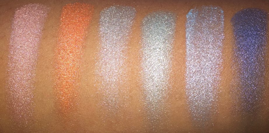 BH Cosmetics Galaxy Chic Baked Eyeshadow Palette Review Swatches Saturn Venus Meteor Comet Earth Neptune with flash