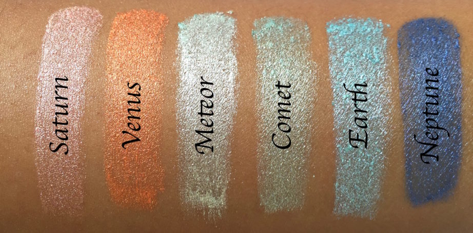 BH Cosmetics Galaxy Chic Baked Eyeshadow Palette Review Swatches Saturn Venus Meteor Comet Earth Neptune with names