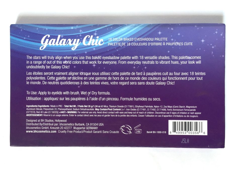 BH Cosmetics Galaxy Chic Baked Eyeshadow Palette Review Back