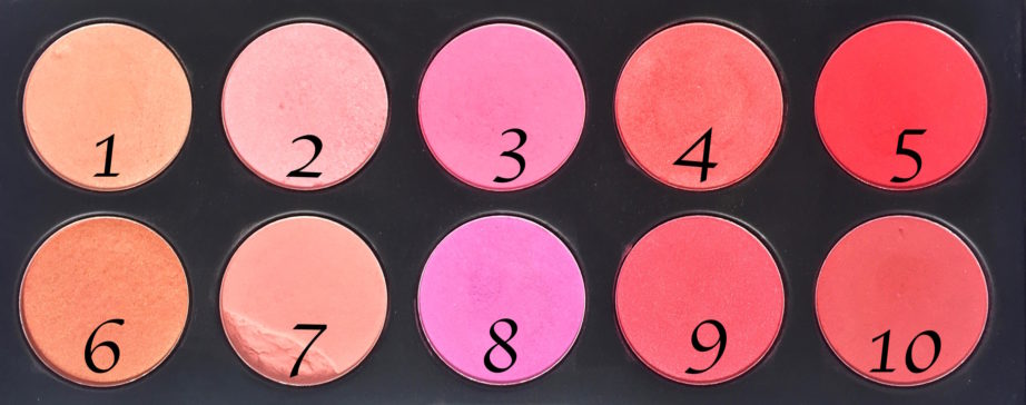 BH Cosmetics Glamorous Blush 10 Color Palette Review Swatches Shade Numbers