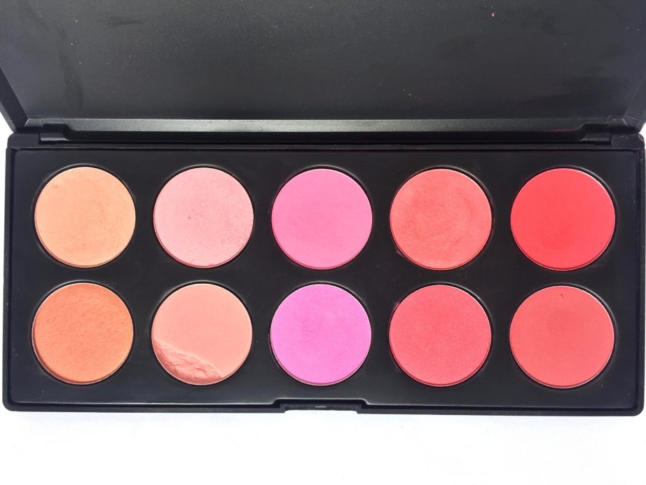 BH Cosmetics Glamorous Blush 10 Color Palette Review Swatches closeup