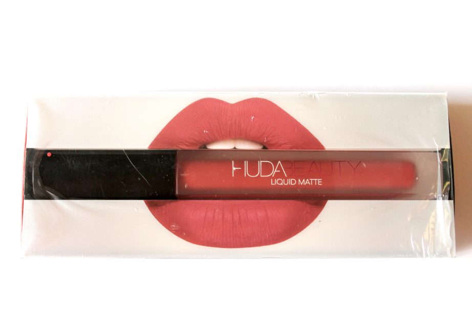 Huda Beauty Liquid Matte Lipstick Icon Review Swatches Box