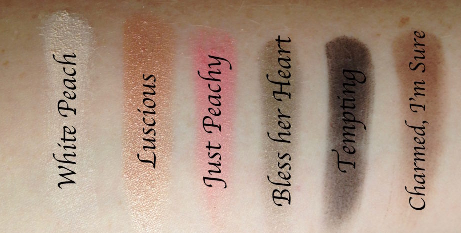 Too Faced Sweet Peach Eyeshadow Palette Review Swatches Row 1 MBF