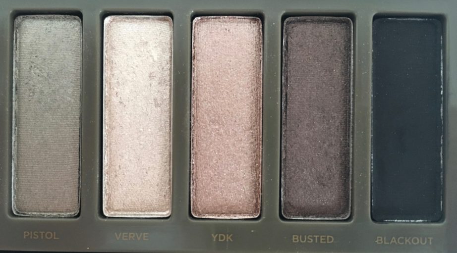 Urban Decay Naked 2 Eyeshadow Palette Review Swatches closeup pistol verve YDK busted blackout