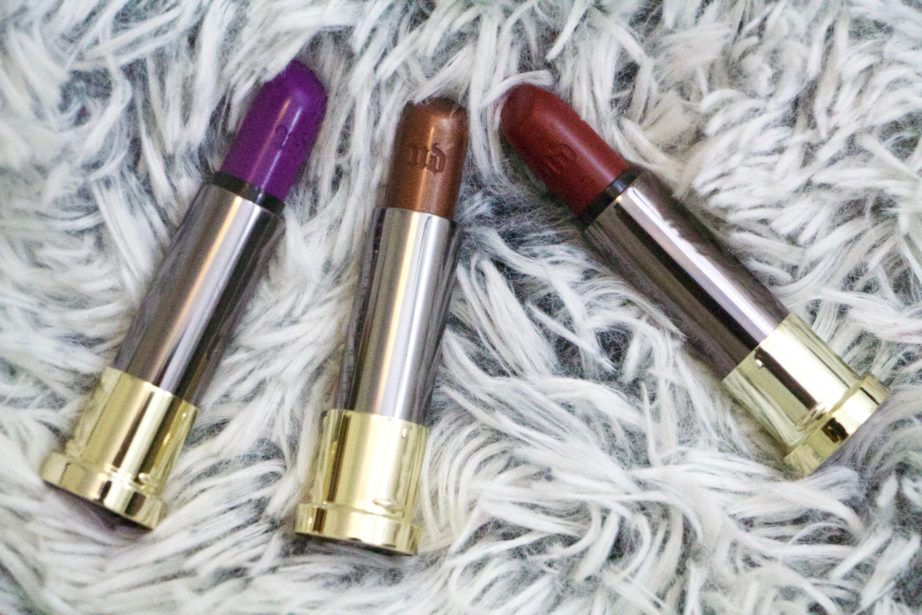 Urban Decay Vice Lipsticks Pandemonium Conspiracy Rock Steady Review Swatches