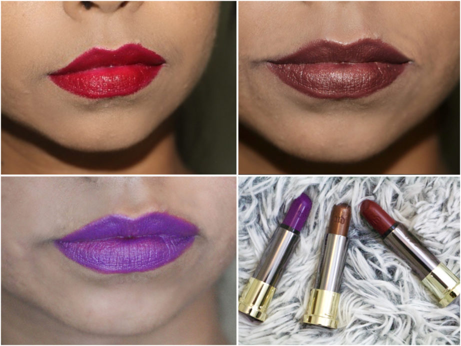 Urban Decay Vice Lipsticks Pandemonium Conspiracy Rock Steady Review Swatches on Lips MBF