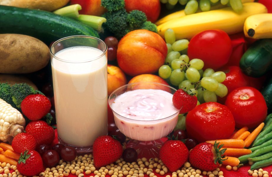 Very Healthy Balanced Food Diet Fresh Fruits Dairy