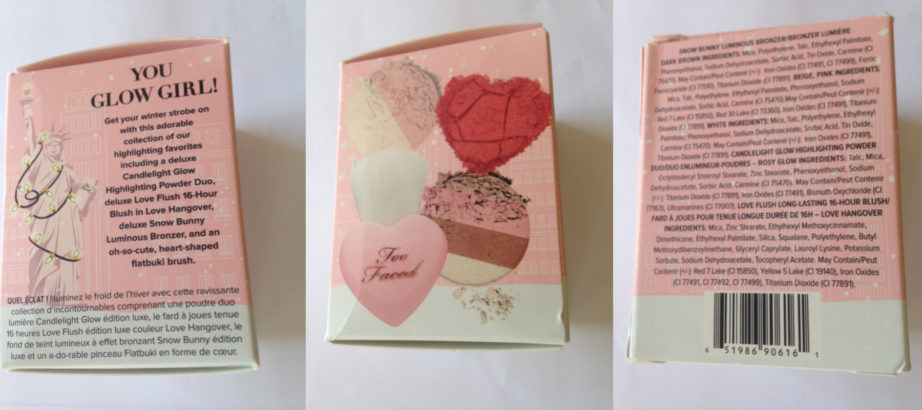 Too Faced Let It Glow Highlight and Blush Kit Review Swatches packaging