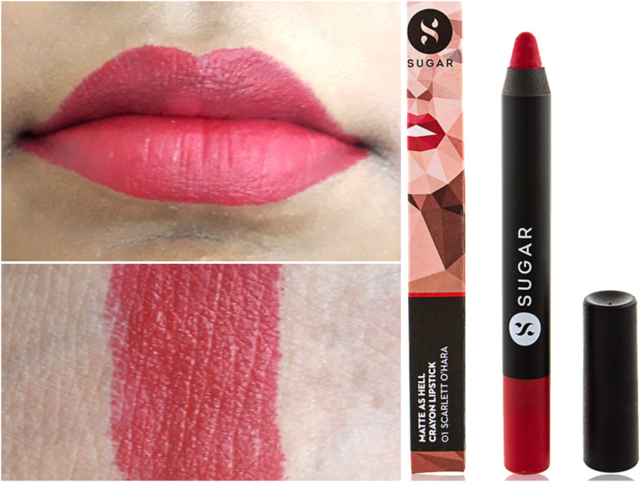 SUGAR Matte As Hell Crayon Lipstick Scarlett O'Hara 01 Review Swatches