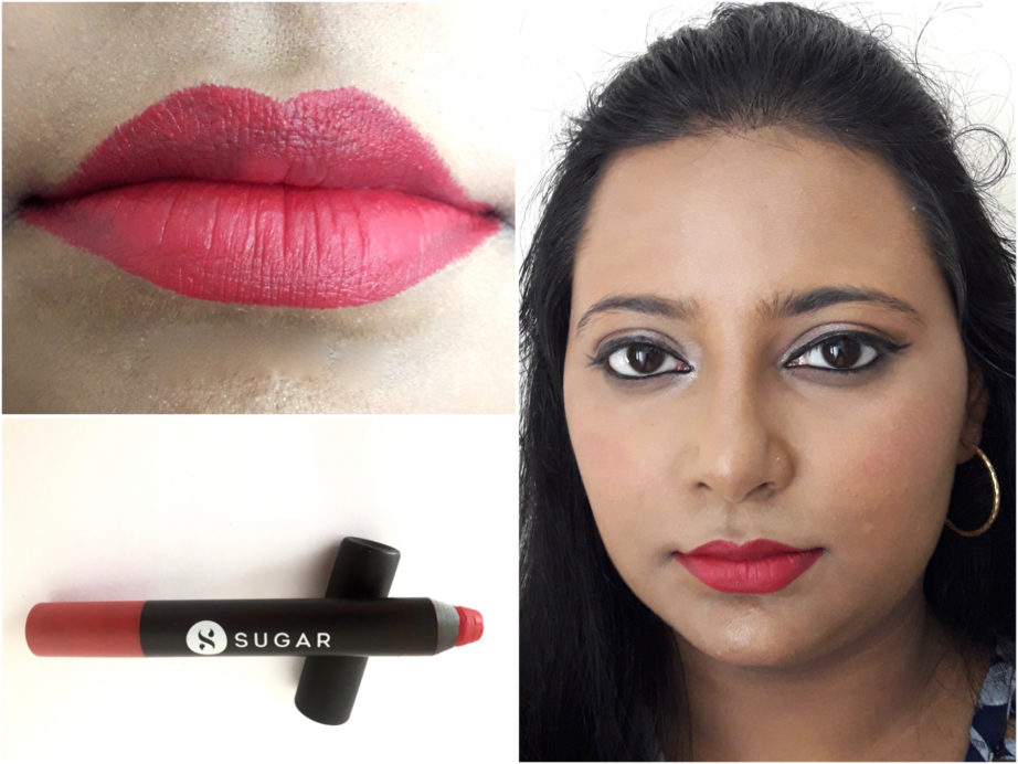 SUGAR Matte As Hell Crayon Lipstick Scarlett O'Hara 01 Review Swatches Lips MBF Makeup Look