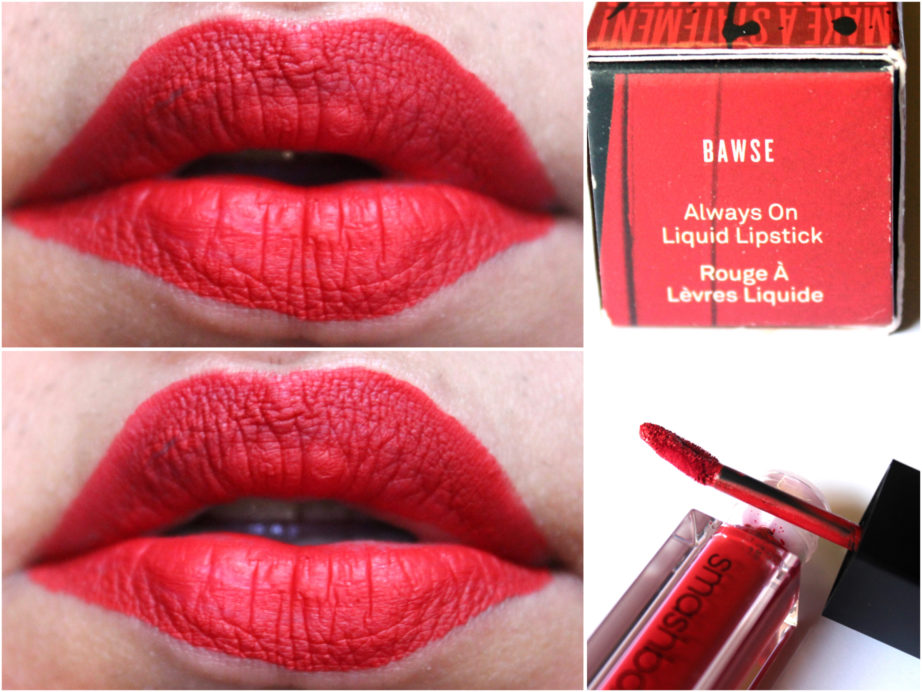 Smashbox Always On Matte Liquid Lipstick Bawse Review Swatches on Lips