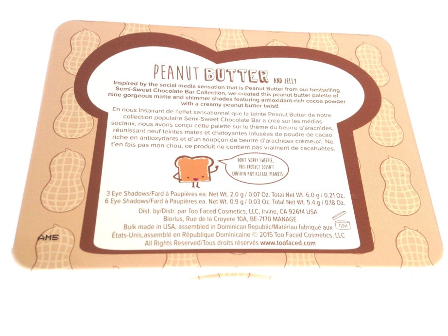 Too Faced Peanut Butter & Jelly Eyeshadow Palette Review Palette Back