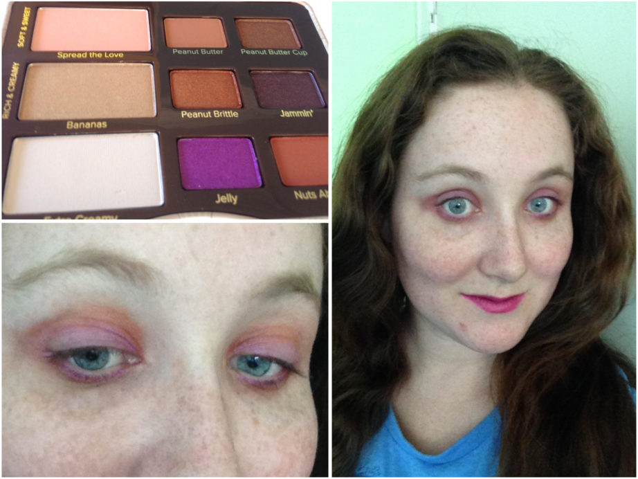 Too Faced Peanut Butter & Jelly Eyeshadow Palette Review Swatches Eye Makeup Look