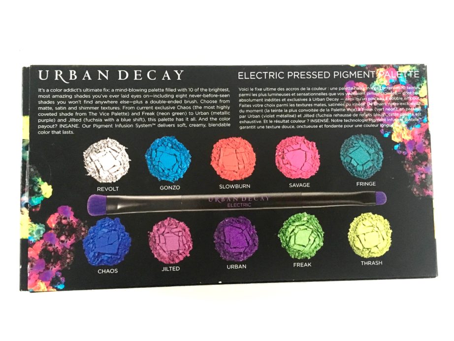 Urban Decay Electric Pressed Pigment Eyeshadow Palette Back Cover